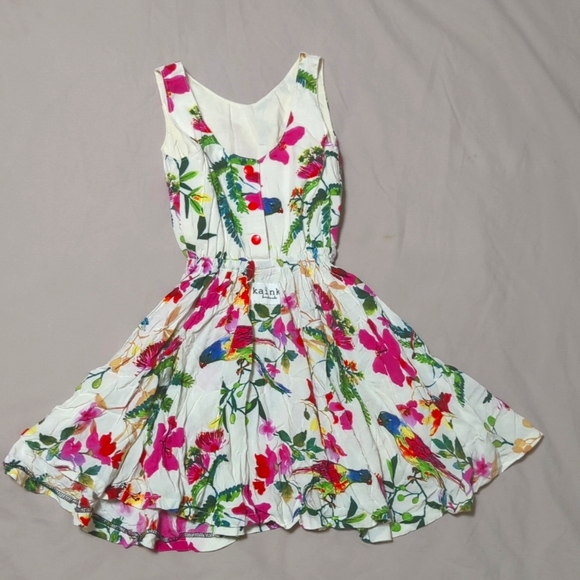 NWOT KAINKU HANDMADE size 3T/4T little girls BIRDS OF PARADISE dress - Picture 1 of 6